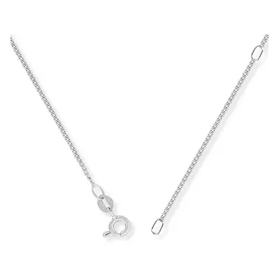 Jewelco London Ladies 9ct White Gold 1.2mm gauge Diamond-Cut Classic Tight Curb Chain 16-18" - C