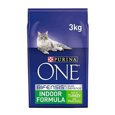 Purina ONE Indoor Dry Cat Food Turkey and Wholegrain, 3kg