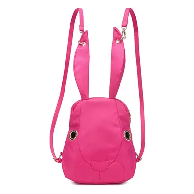 (Rose) Women Nylon Backpack Waterproof Cartoon Rabbit Pockets Zipper Casual Cool Shoulder Bag