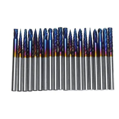 20pcs 3x3mm NACO Blue Coating Burrs Rotary File Tungsten Carbide Router Rasps