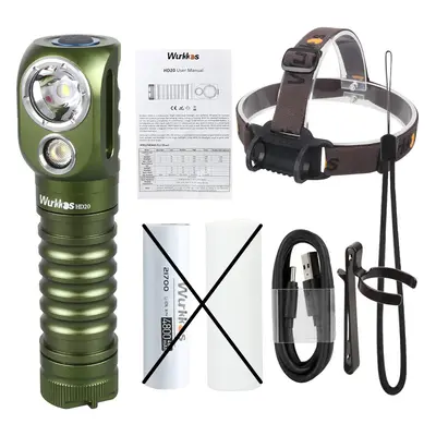 (Army Green, without battery) Headlamp Rechargeable Headlight 2000lm Dual LED LH351D XPL USB Rev