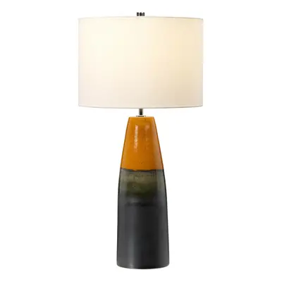 Table Lamp Orange & Graphite Tapered Vase Ivory Drum Shade LED E27 60W Bulb