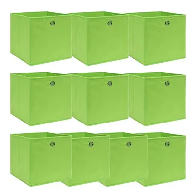 vidaXL 10x Storage Boxes Green Fabric Foldable Garden Chests Cases Organisers