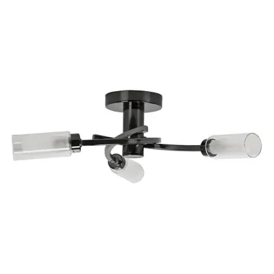 Modern Way Spiral Flush Black Chrome Ceiling Light Elegant Clear and Frosted Glass Shades