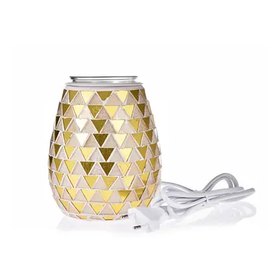 (AU Plug) 3D Glass Electric Aromatherapy Lamp Triangle Pattern Warm White Lights Home Aromathera