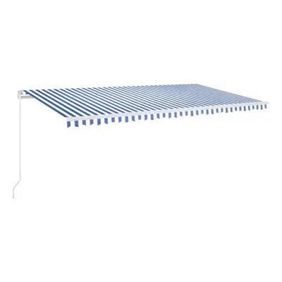 vidaXL Manual Retractable Awning with LED 600x350 cm Blue and White Shelter