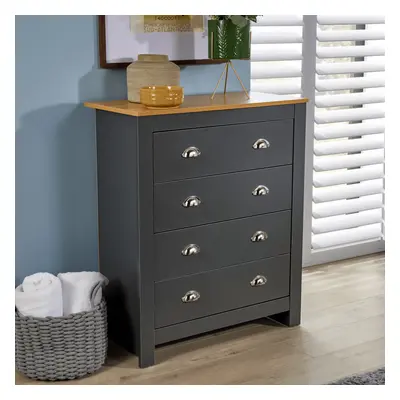 (Graphite) Home Source Camden Drawer Chest Metal Handles