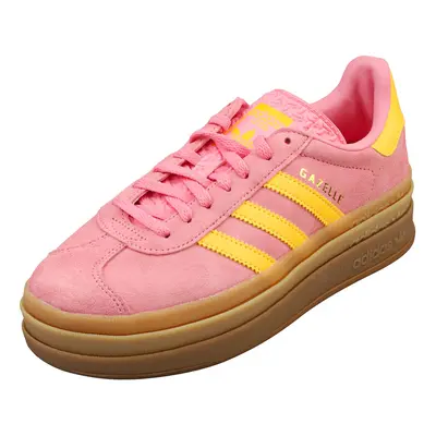 (3.5) adidas Gazelle Bold Womens Fashion Trainers in Pink Yellow