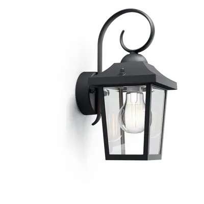 Philips myGarden Buzzard Vintage Wall Lantern, x W V Bulb - Black