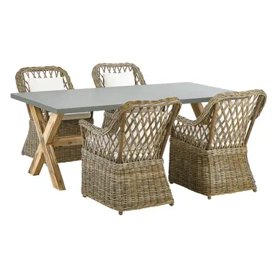 Dining Set for MAROS/OLBIA Concrete 200x100x75 cm Light Wood