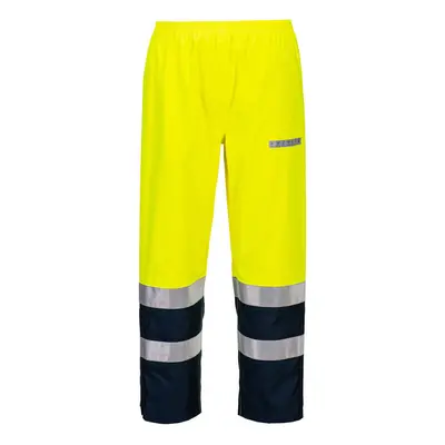 (Yellow/Navy, S) Portwest Bizflame Rain+ Hi-Vis Light Arc Trousers