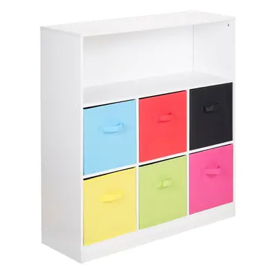 (Multi Colour, White (Out of Stock)) Wood White Black Cubed Storage Units Drawers