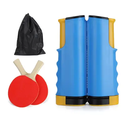 (Blue) 1.7M Retractable Ping Pong Net Set For Any Table Table Tennis Paddles Home Indoor Trainin