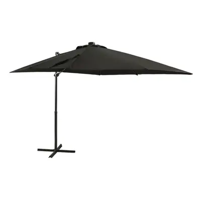 vidaXL Cantilever Garden Parasol with Pole and LED Lights Shade Umbrella Black