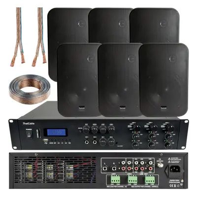 1200W Bluetooth Sound System 6x 200W Black Wall Speaker Zone Matrix Amplifier