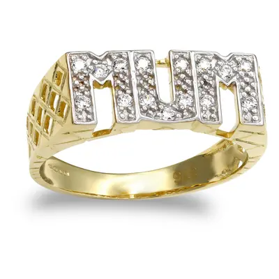 (O) Jewelco London Ladies Solid 9ct Yellow Gold White Round Brilliant Cubic Zirconia Basket Side