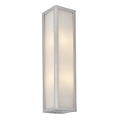 Bathroom Wall Light Fitting - Chrome Plate & Frosted Glass Shade - Twin Lamp