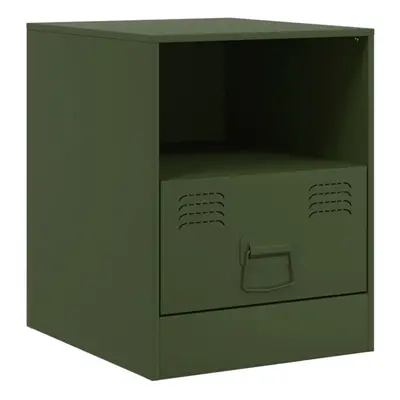 (green) vidaXL Bedside Cabinet Bedroom Nightstand Bed Side Table Olive Green Steel