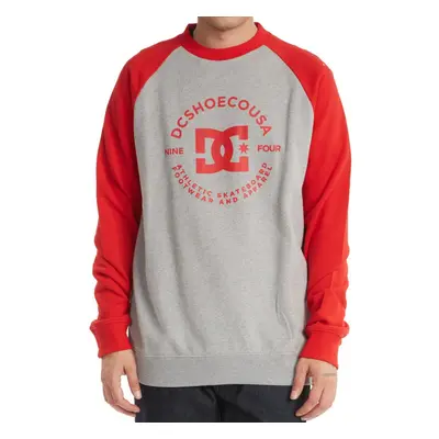 (S, Grey/Racing Red) DC Shoes Mens DC Star Pilot Crew Neck Pullover Raglan Sweater Sweatshirt To