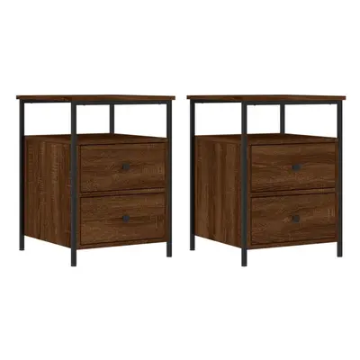 (brown oak) vidaXL Bedside Cabinets Nightstand Bed Table pcs Sonoma Oak Engineered Wood