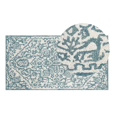 Wool Area Rug x cm White and Blue AHMETLI