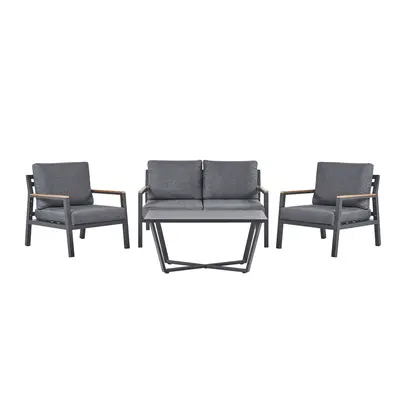 Sofa Set with Table DELIA Metal Grey