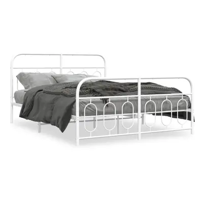 (white, x cm/ with headboard & footboard) vidaXL Metal Bed Frame with Headboard and Footboard Be