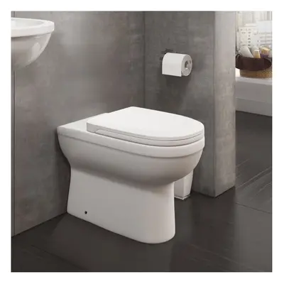 Melbourne Back To Wall Vitreous Ceramic Modern White Toilet Pan, Soft Close Seat