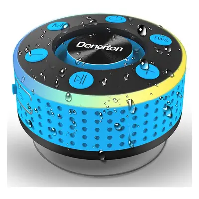 (Blue) Donerton Bluetooth Shower Speaker, IP7 Waterproof Wireless Speakers with HD Sound Stereo,