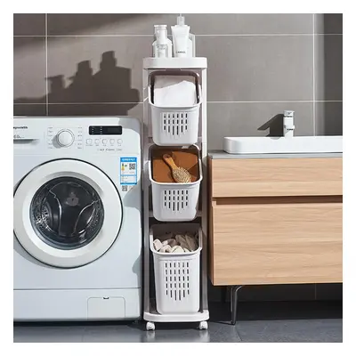 4-Tier Storage Rack Laundry Basket with Wheels