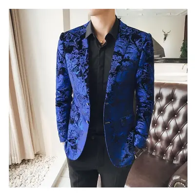 2 Button Velvet Blazer Men Paisley Flower Pattern Fancy Blazer Men Plus Size 5xl Suit Jacket Men