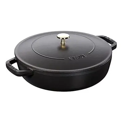 STAUB Cast Iron SautÃ© Pan, Chistera Lid, Round, cm, 3.7 L, Black