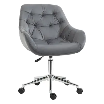 Vinsetto Velvet Home Office Chair Desk Chair Adjustable, Dark Grey