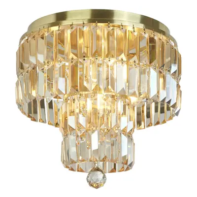 Searchlight Empire Light Flush Satin Brass, Champagne Crystal