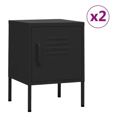 (black, 2) vidaXL 1/2x Nightstand Steel Bedside Bed Side Storage Cabinet Multi Colours