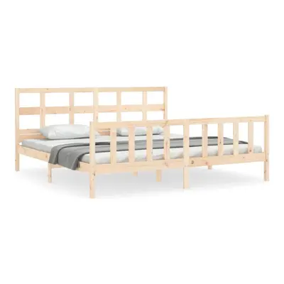 (brown, x cm) vidaXL Bed Frame Bed Base Platform Bed with Headboard Grey Single Solid Wood