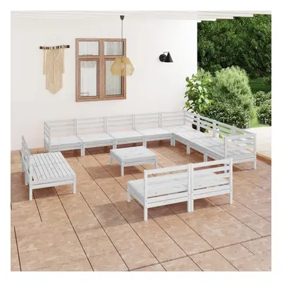 vidaXL Garden Lounge Set Outdoor Lounge Set Piece Solid Wood Pine White