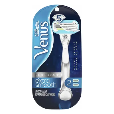 Venus Platinum Extra Smooth Metal Handle Women's Razor Handle + Blade Refills