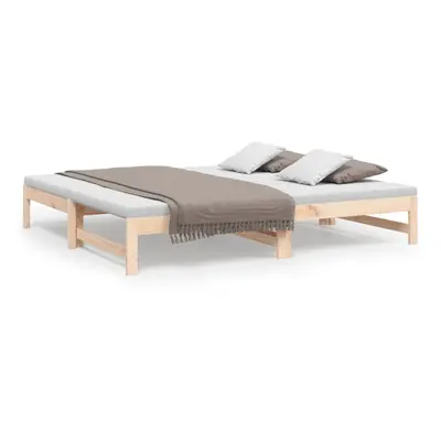 (Brown) vidaXL Solid Wood Pine Pull-out Day Bed Wooden Sofa Bed Multi Colours/Sizes