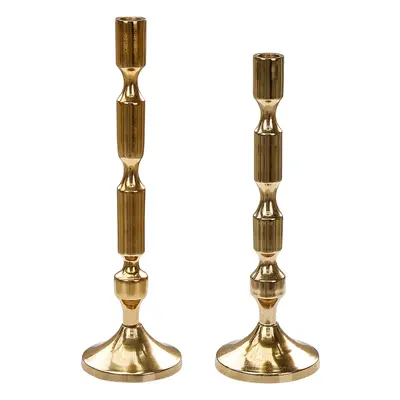 Set of Candle Holders DIKIRNIS Metal 31/36 cm Gold