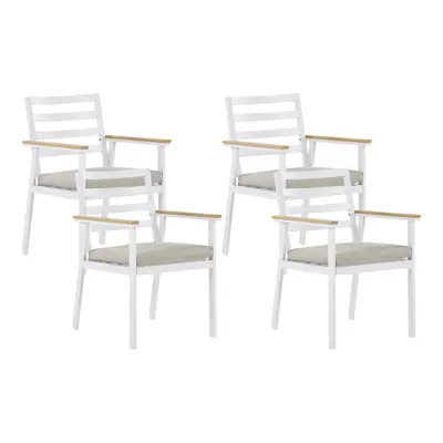 Set of Garden Chairs with Cushions CAVOLI Metal Beige