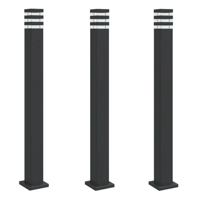 (with outlet, cm/ pcs) vidaXL Outdoor Floor Lamps with Sensors Pathway Standing Lamp Black Alumi