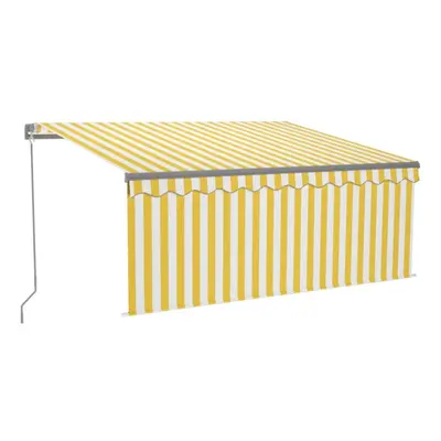 vidaXL Manual Retractable Awning with Blind&LED 3.5x2.5m Yellow&White Set