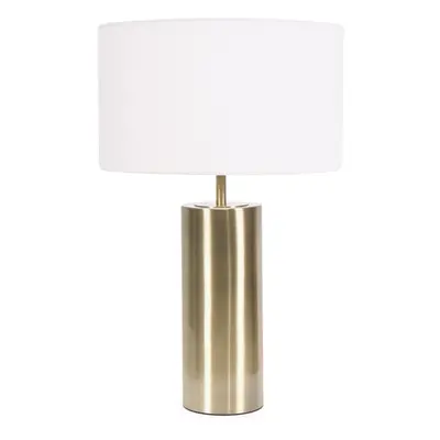 ValueLights Lexy White Fabric Shade with Gold Dimmer Touch Table Lamp