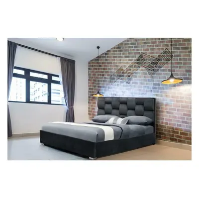 (5ft Kingsize, Grey) Auckland PLush Velvet Fabric Bed Frame with Tanya Mattress