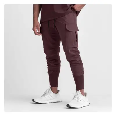 (Claret, L) Summer Thin Loose Quick Drying Stretchy Running Training Pants