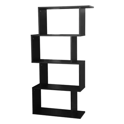 (Black, Tier) Wooden S-Shaped Display Bookcase Storage Divider