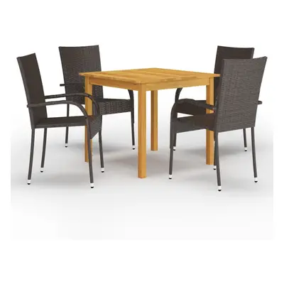 vidaXL Garden Dining Set Piece Brown Patio Outdoor Dinner Table and Chairs