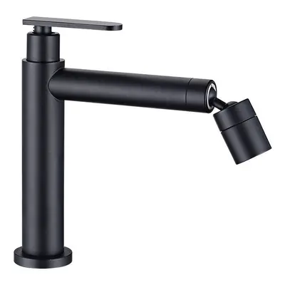 (Black) Stainless Steel Bathroom Basin Faucet Degree Swivel Universal Rotating Two Water Modes H