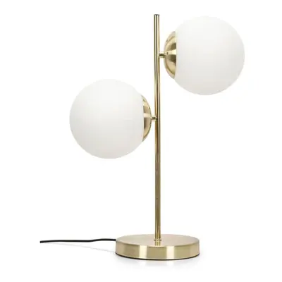 Modern Light Gold Stem Table Lamp White Frosted Glass Shades + LEDs